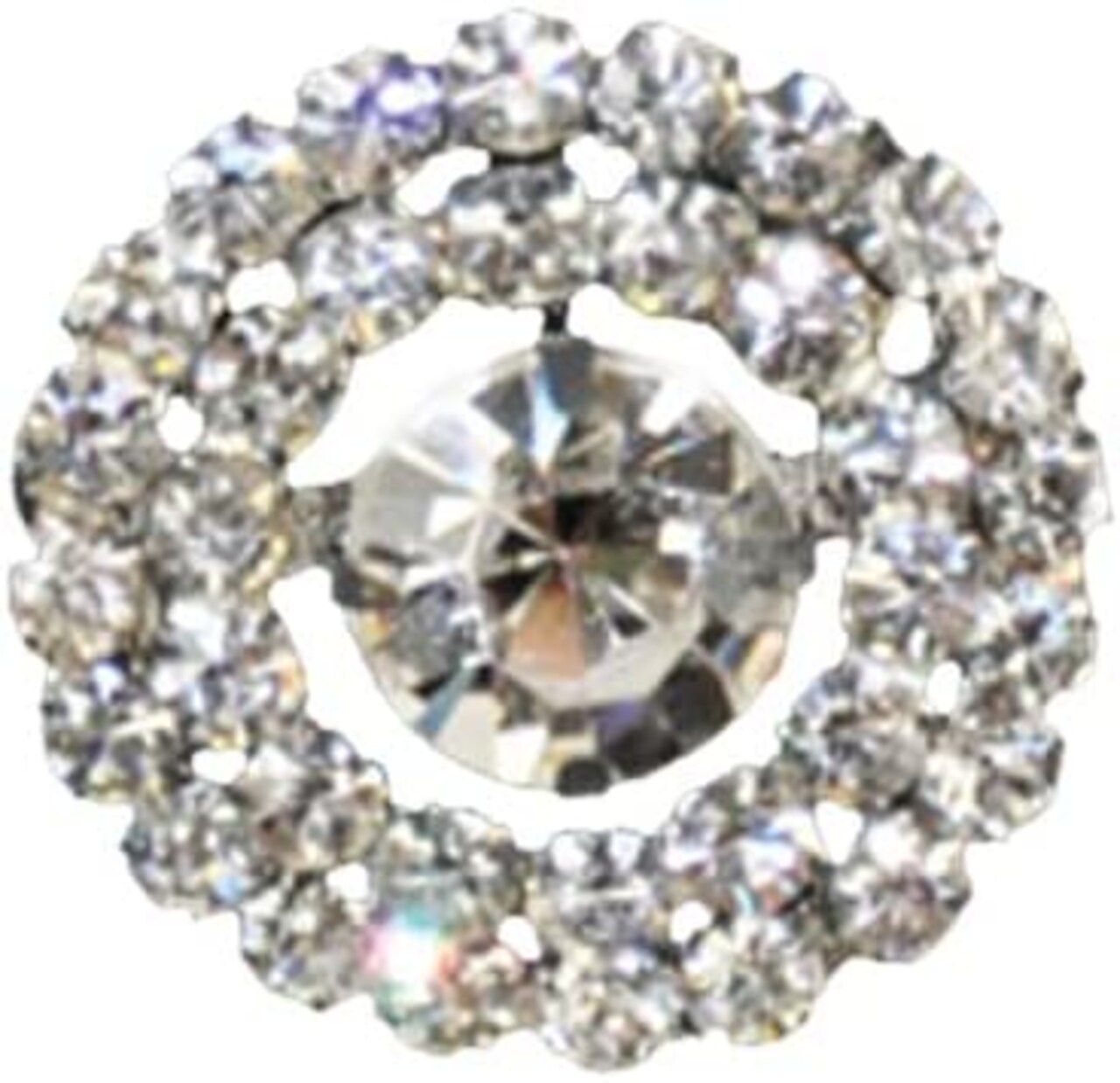 Belagio Rhinestone Shank Button, 0.75" Diameter, 1 Piece, Circle Design, Silver/Crystal